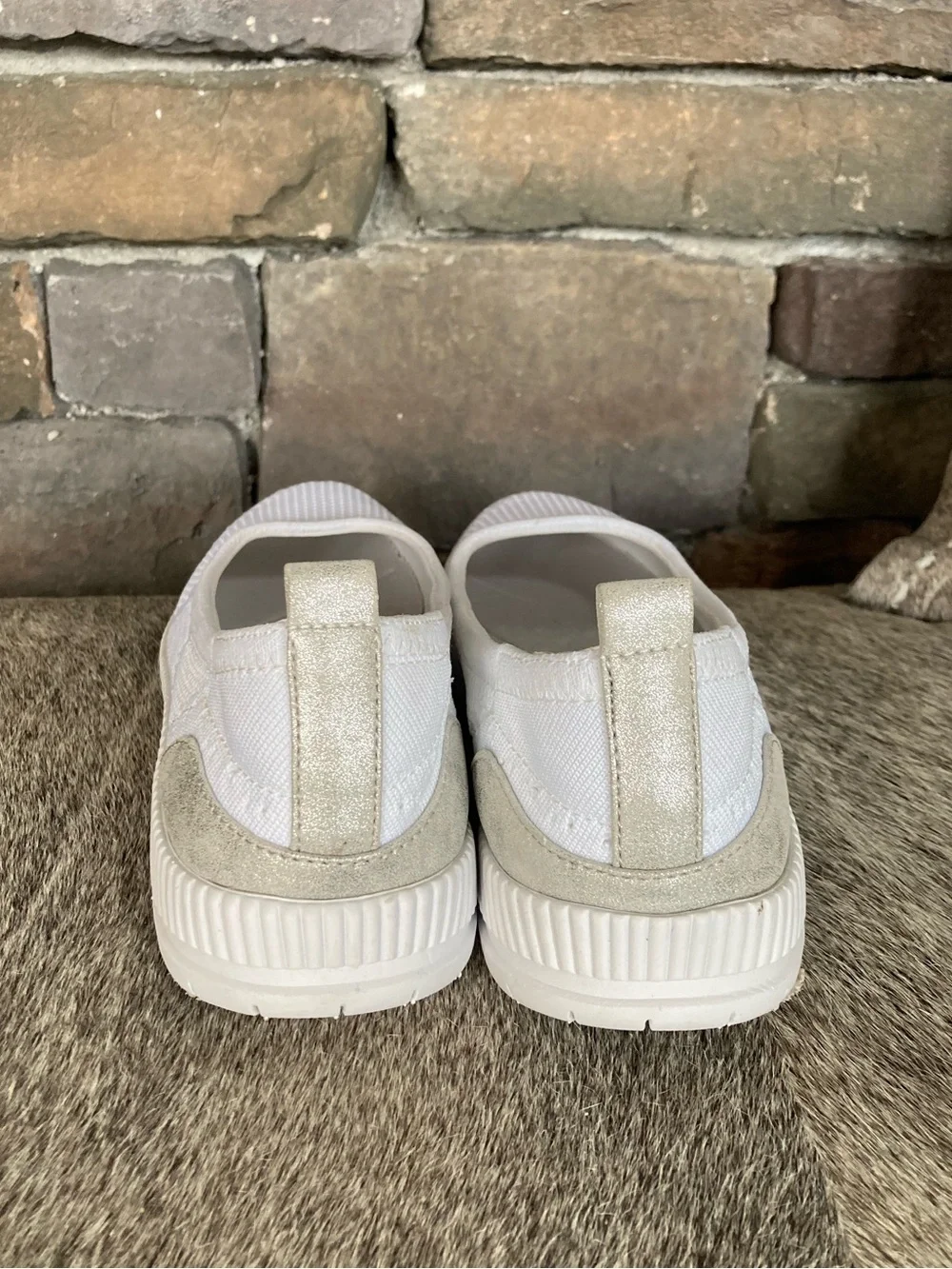 Easy Spirit Glitz Walking Shoe White Knit Size 9